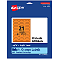 Avery® Print-To-The-Edge Labels With Sure Feed® Technology And Easy Peel®, 94054-BOP20, Oval, 1-1/8" x 2-1/4", Matte Bright Orange, Pack of 420 1 thumbnail image