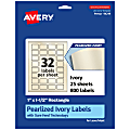 Avery® Pearlized Permanent Labels With Sure Feed®, 94219-PIP25, Rectangle, 1" x 1-1/2", Ivory, Pack Of 800 Labels 1 thumbnail image