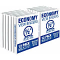 Samsill Economy 1/2" View Ring Binder, 1/2" Ring, White, Carton Of 12