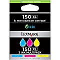 Lexmark™ 150XL High-Yield Cyan, Magenta, Yellow Ink Cartridges, Pack Of 3, 14N1807
