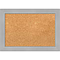 Amanti Art Cork Bulletin Board, 21" x 15", Natural, Vista Brushed Nickel Polystyrene Frame