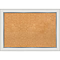Amanti Art Rectangular Non-Magnetic Cork Bulletin Board, Natural, 27” x 19”, Eva White Silver Narrow Plastic Frame