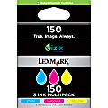Lexmark™ 150 Cyan, Magenta, Yellow Ink Cartridges, Pack Of 3, 14N1805 1 thumbnail image