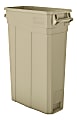 Suncast Commercial Narrow Rectangular Resin Trash Can, With Handles, 23 Gallons, 30"H x 11"W x 22"D, Sand