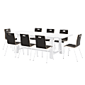 KFI Studios Midtown Dining Table With 8 Chairs, White Table, Espresso/White Chairs