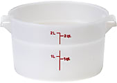 Cambro Poly Round Food Storage Containers, 2 Qt, White, Pack Of 12 Containers