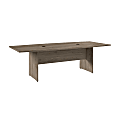 Bush Business Furniture 96"W x 42"D Boat Shaped Conference Table With Wood Base, Modern Hickory, Standard Delivery
