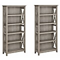 Bush Business Furniture Key West 66"H 5-Shelf Bookcase Set, Washed Gray, Standard Delivery 1 thumbnail image