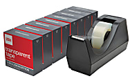 Office Depot® Brand Desktop Tape Dispenser With 8 Transparent Tape Refill Rolls, Black