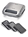 Betty Crocker 3-in-1 Indoor Grill, Sandwich & Waffle Maker Plus, 3-3/4”H x 9-1/4”W x 9”D, Silver 1 thumbnail image
