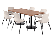 KFI Studios Proof Rectangle Pedestal Table With Imme Chairs, 31-3/4”H x 72”W x 36”D, River Cherry Top/Black Base/Moonbeam Chairs 1 thumbnail image
