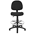 Boss Office Products Fabric Ergonomic Drafting Stool With Back, Black