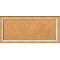 Amanti Art Rectangular Non-Magnetic Cork Bulletin Board, Natural, 33” x 15”, Eva Ombre Gold Narrow Plastic Frame