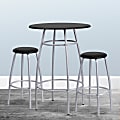 Flash Furniture Bar-Height Table Set With Padded Stools, Black 1 thumbnail image