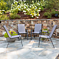 Flash Furniture Brazos Series Outdoor Stack Chairs, Gray/Black, Pack Of 4 Chairs