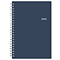 Blue Sky™ Weekly/Monthly PP Safety Wirebound Planner, 5" x 8", Kenji/Solid Navy, January To December 2022