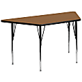 Flash Furniture Trapezoid Activity Table, Standard Height-Adjustable Legs, 29-1/2'' x 57-1/4'', Oak 1 thumbnail image