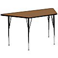 Flash Furniture Trapezoid Activity Table, Standard Height-Adjustable Legs, 29-1/2'' x 57-1/4'', Oak