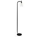 Simple Designs Iron Floor Lamp, 67”H, Black Base/Clear Shade