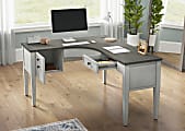 Whalen® Lagron 60"W Wood L-Shaped Corner Desk, Arctic White/Shadow Gray 1 thumbnail image