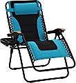 PHI VILLA Oversized Padded Zero Gravity Lounge Chair With Cup Holder, Aqua/Black