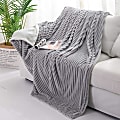 Sedona House® Jacquard Flannel Microfiber Throw Blanket, 60" x 80" Twin, Gray