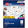 Avery® Clean Edge® Printable Business Cards With Sure Feed® Technology for Laser Printers, 2" x 3.5", White, 400 Blank Cards