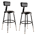 National Public Seating 6400 Series Adjustable Vinyl-Padded Science Stools With Backrests, 19 - 26-1/2"H Seat, Black, Pack Of 2 Stools 1 thumbnail image