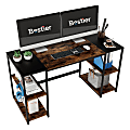 Bestier 55" Computer Writing Desk with 4 Storage Shelves, Rustic Brown & Black 1 thumbnail image