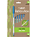 BIC® ReVolution Round Stic Pens, Medium Point, 1.0 mm, 74% Recycled, Semi-Clear Barrel, Blue Ink, Pack Of 10 Pens 1 thumbnail image