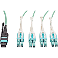 Tripp Lite 1M Fiber Optic Fan-out Cable Push / Pull Tab MTP/MPO to 8 x LC 40Gbase OM3 Plenum Aqua 3ft 3' 1 Meter, N84401M8LCPT 1 thumbnail image