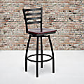 Flash Furniture Metal/Wood Swivel Barstool With Ladder Back, Mahogany/Black 1 thumbnail image