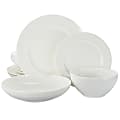 Gibson Elite Gracious Dining 16-Piece Bone China Double Bowl Dinnerware Set, White