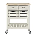 Linon Sherwood Butcher Block Kitchen Cart, 36-1/4”H x 30”W x 22”D, White 1 thumbnail image