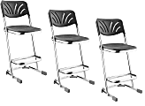 National Public Seating 6600 Series Elephant Z-Stools With Backrest, 24"H, Black/Chrome, Pack Of 3 Stools 1 thumbnail image