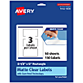 Avery® Permanent Labels With Sure Feed®, 94246-CMF50, Rectangle, 2-1/2" x 5", Matte Clear, Pack Of 150 1 thumbnail image