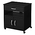 South Shore Axess 19"D Vertical 1-Drawer Microwave Cart On Wheels, Pure Black 1 thumbnail image