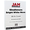 JAM Paper® Cover Card Stock, 8 1/2" x 11", 88 Lb, Strathmore Bright White Wove, Pack Of 50 Sheets