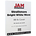 JAM Paper® Card Stock, Strathmore Bright White Wove, Letter (8.5" x 11"), 88 Lb, Pack Of 50 1 thumbnail image