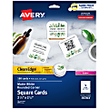 Avery® Clean Edge® Printable Square Cards With Sure Feed Technology & Rounded Corners, 2.5" x 2.5", White, 180 Blank Cards For Laser Printers