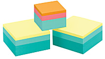 Post it® Notes Memo Cubes,  1200 Total Notes, Pack Of 3 Cubes, 3" x 3", Emerald Wave, 400 Notes Per Cube