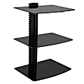 MegaMounts Tempered Glass 3-Shelf Multimedia Mounting Unit, 9.84"H x 23.62"W x 14.17"D, Black