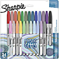 Sharpie® Mystic Gems Permanent Markers, Fine Point, White Barrels, Assorted Ink Colors, Set Of 24 Markers