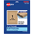 Avery® Printable Postcards With Sure Feed® Technology, 95281-KMC50, Rectangle, 6" x 9", Kraft Brown, Pack Of 50 1 thumbnail image