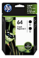 HP 64 Black Ink Cartridges, Pack Of 2, 3YP22AN 1 thumbnail image