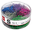 Office Depot® Brand Paper Clips, Tub Of 1000, No. 1, Assorted Colors