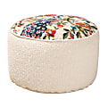 Baxton Studio Murino Vintage Ottoman Pouf, 13-13/6”H x 23-5/8”W x 23-5/8”D, Cream/Multicolor