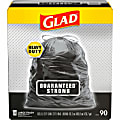 Glad Large Drawstring Trash Bags - Large Size - 30 gal Capacity - 30" Width x 32.99" Length - 1.05 mil (27 Micron) Thickness - Drawstring Closure - Black - Plastic - 34/Bundle - 90 Per Box - Garbage, Indoor, Outdoor