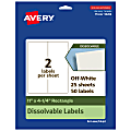 Avery® Dissolvable Labels, 94266-DWMP25, Rectangle, 11"x4-1/4", Matte Off-White, Pack Of 50 1 thumbnail image