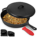 MegaChef Pre-Seasoned Cast Iron Skillet With Cast Iron Lid, 12", Black 1 thumbnail image